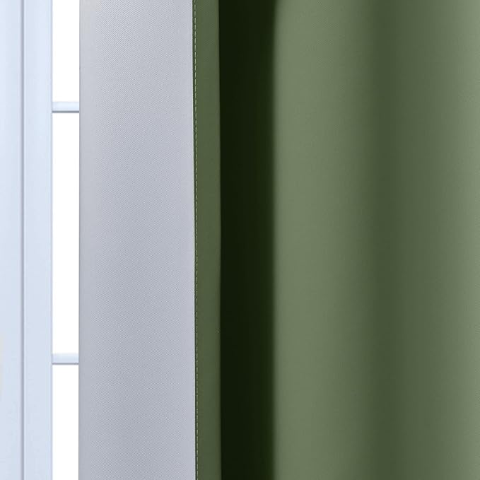 Yakamok Greyish White and Sage Green Ombre Curtains,Light Blocking Curtains,Room Darkening Grommet Window Drapes for Bedroom(Sage Green,52x84 Inch,2 Panels)