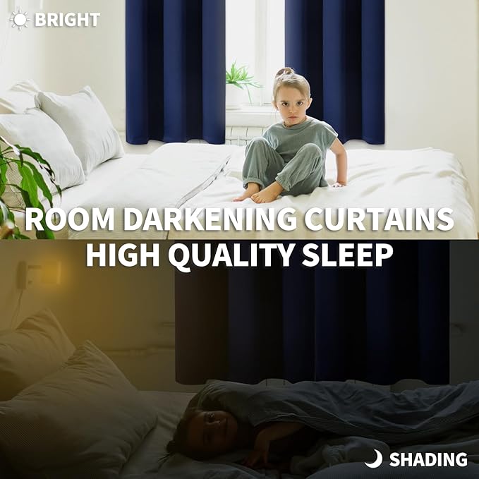 BGment Blackout Curtains for Bedroom - Grommet Thermal Insulated Room Darkening Curtains for Living Room, Set of 2 Panels (38 x 63 Inch, Navy Blue)