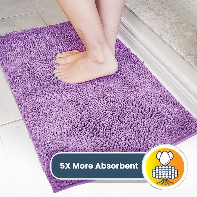 Muddy Mat® | Super Absorbent Door Mat Indoor, Microfiber Quick Dry Chenille Entryway Rug, Non-Slip Front Door Mat, Indoor Mats for Entryway, Machine Washable Pet Rug, Purple 24"x36"