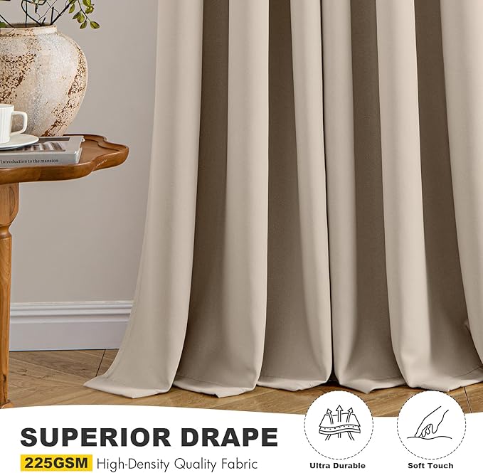 MIULEE Taupe Blackout Curtains - Bedroom Window Treatment Curtains Thermal Insulated Room Darkening Drapes for Living Room Kitchen Grommet Light Blocking Drapery, 40 x 45 Inches Long, 2 Panels