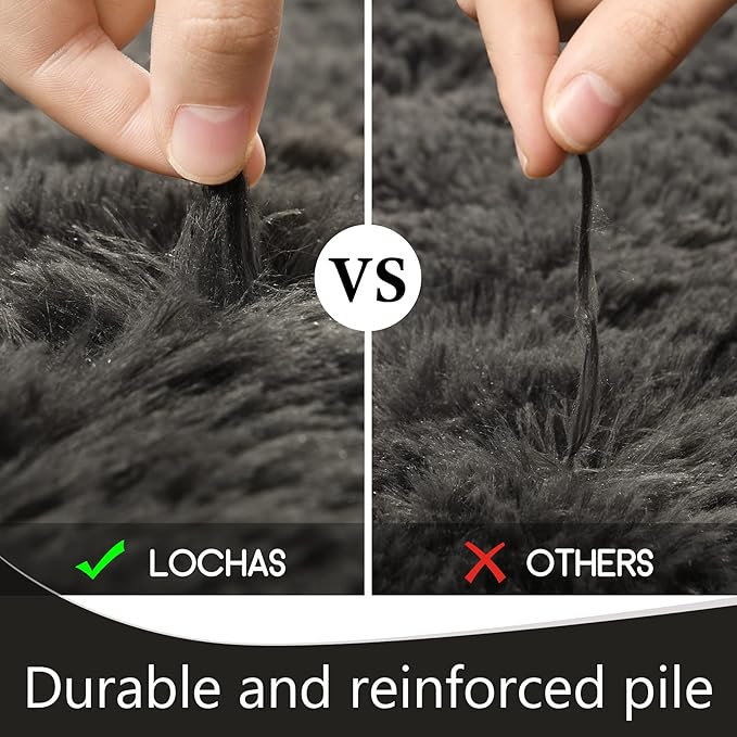 LOCHAS Ultra Soft Indoor Modern Area Rugs Fluffy Living Room Carpets for Children Bedroom Home Decor Nursery Rug 5.3x7.5 Feet, Dark Grey
