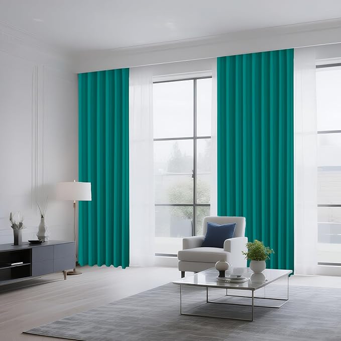 CUCRAF Turquoise Blackout Curtains Customize, Rod Pocket Room Darkening Curtain for Bedroom Living Room, Thermal Insulated Window Drapes 1 Panel (Custom Size, Color)