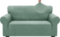ZNSAYOTX 1 Piece Jacquard Couch Covers for 2 Cushion Couch High Stretch Loveseat Slipcover for Pets Dogs Anti Slip Love Seat Sofa Slipcover Furniture Protector (Medium,New Pattern Pea Green)