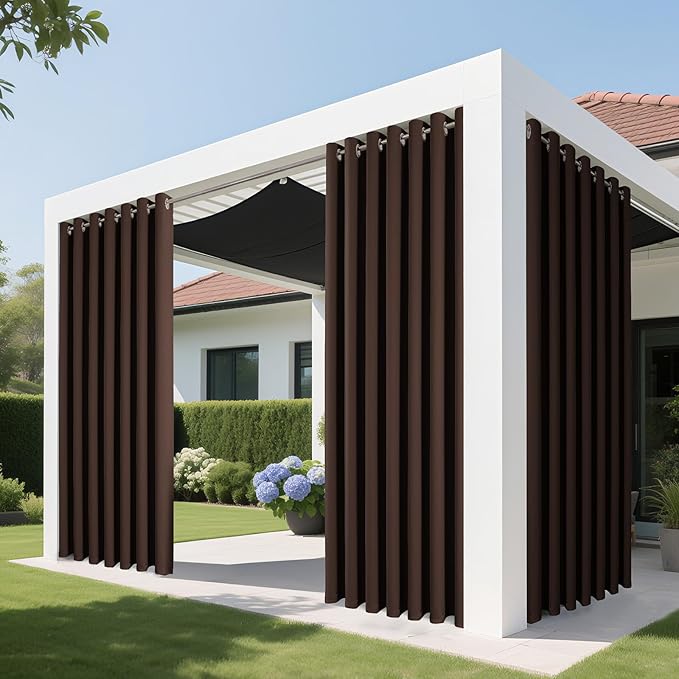 Joydeco Blackout Patio Sliding Door Curtains 84 Inches Long, Grommet Privacy Room Divider Curtains, Extra Wide Thermal Blackout Drapes for Bedroom Living Room (Chocolate, 100Wx84L, 1 Panel)