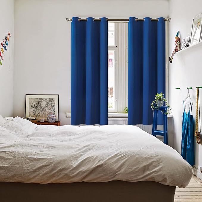 BGment Blackout Curtains for Bedroom - Grommet Thermal Insulated Room Darkening Curtains for Living Room, 42 x 63 Inch, 2 Panels, Royal Blue