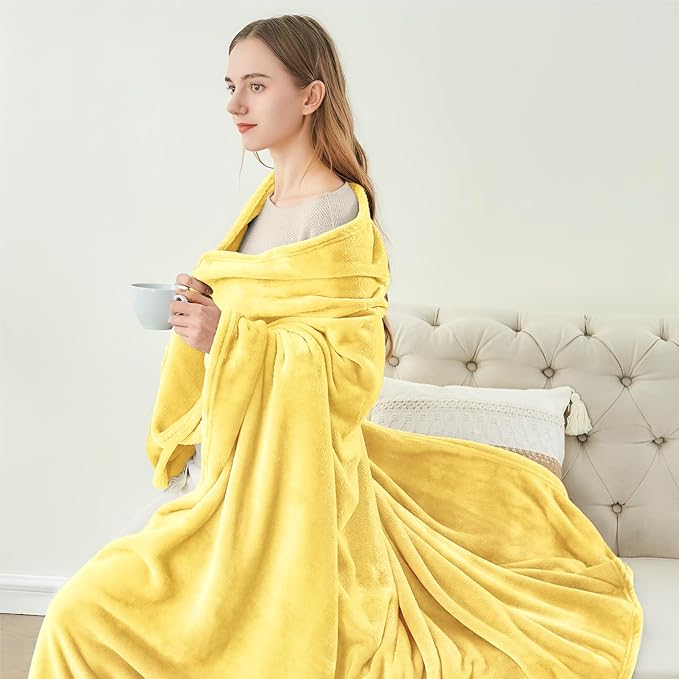 BEDELITE Fleece Blanket Twin Size Light Yellow Throw Blankets for Couch & Bed, Luxury Plush Cozy Fuzzy Blanket 60x80 inches, Super Soft Warm Lightweight Throw Blanket for Travel Camping