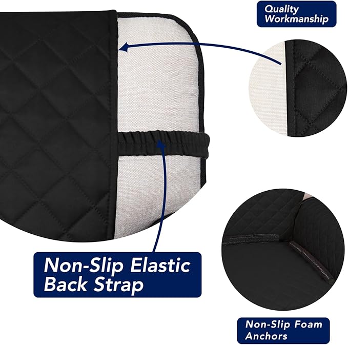 PureFit Reversible Quilted Sofa Cover, Water Resistant Slipcover Furniture Protector, Washable Couch Cover with Non Slip and Elastic Straps for Kids, Dogs, Pets (Oversized Loveseat, Black/Black)