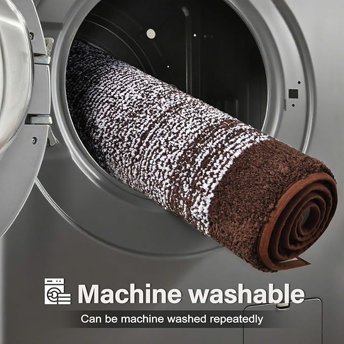 48x32 Large Bathroom Rugs Washable Non Slip, Brown Bath Mat for Bathroom Floor Tub, Soft Absorbent Quick Dry Mats for Shower, Bathtub,Home Decor