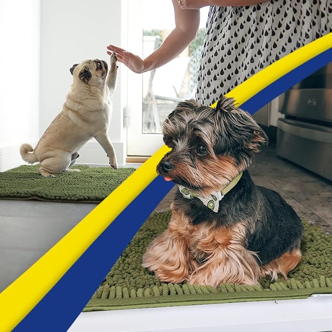 Muddy Mat® | Super Absorbent Door Mat Indoor, Microfiber Quick Dry Chenille Entryway Rug, Non-Slip Front Door Mat, Indoor Mats for Entryway, Machine Washable Pet Rug, Army Green 24" x 120"