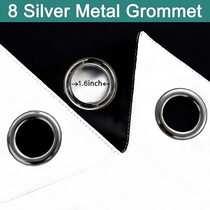 Yakamok 100% Blackout Curtains 108 Inches Long, 2 Thick Layers Thermal Insulated Curtain Panels for Bedroom, Full Light Blocking Drapes with Black Liner (52" Wide Each Panel, Pure White, 2 Panels)