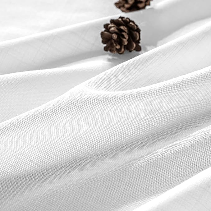 MIULEE White Linen Curtains 120 Inches Long 2 Panels for Bedroom Living Room, Soft Thick Linen Textured Back Tab Window Drapes Semi Sheer Light Filtering Rod Pocket Modern Farmhouse Decor