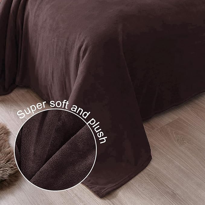 Exclusivo Mezcla Fleece Coffee Throw Blanket for Couch, Sofa, Super Soft and Warm Blankets, All Season, Cozy, Plush, Lightweight, 50x60 Inches