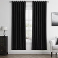 Guken Black 100% Blackout Linen Curtains 72 Inch Length 2 Panels Set for Living Room Bedroom Back Tab Thermal Insulated 100% Black Out Drapes Room Darkening Window Curtains 72 Inches Long