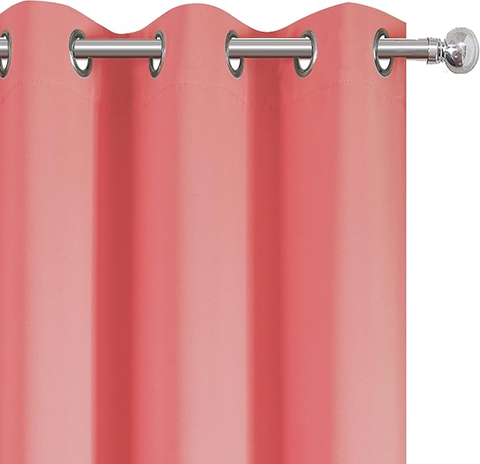 LEMOMO Coral Blackout Curtains 38 x 63 Inch Length/Set of 2 Curtain Panels/Thermal Insulated Room Darkening Blackout Curtains for Bedroom