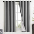Yakamok Dove Grey 100% Blackout Curtains Grommet Window Treatments with 2 Thick Layers-Light Gray Room Darkening Thermal Insulated Drapes Set of 2 for Bedroom Living Room 52 Inches by 63 Inches length