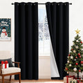 Yakamok 100% Blackout Curtains Black Room Darkening Thermal Insulated Window Curtain with 2 Thick Layers-Set of 2 Panels Grommet Top Drapes for Bedroom Living Room 52 Inches by 84 Inches Length