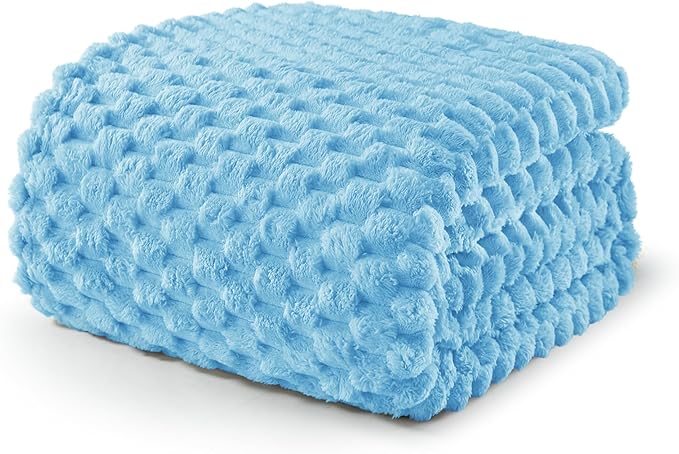Exclusivo Mezcla Fleece Twin Blanket for Bed, Extra Large Fuzzy Blue Bed Blankets, Soft Cozy Plush Sofa Throws for All Seasons, 60x80 Inches