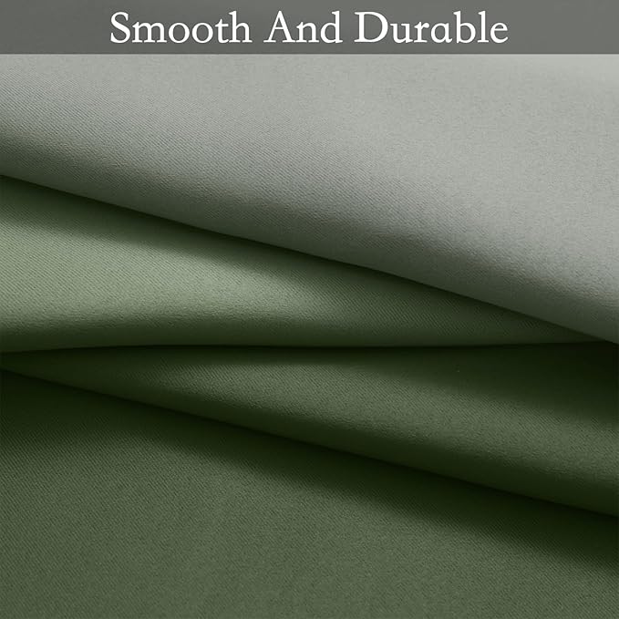 SimpleHome Ombre Room Darkening Curtains for Living Room, Light Blocking Sage Green to Grey White Thick Thermal Insulated Grommet Window Curtains Drapes for Bedroom, 2 Panels, 52x63 inches Length