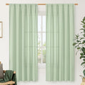 LAMIT Natural Linen Curtains for Bedroom, 72 Inch Faux Linen Textured Light Filtering Drapes Rod Pocket Window Treatment Panels for Living Room, Set of 2 Panels, 52 x 72 Inch, Light Green
