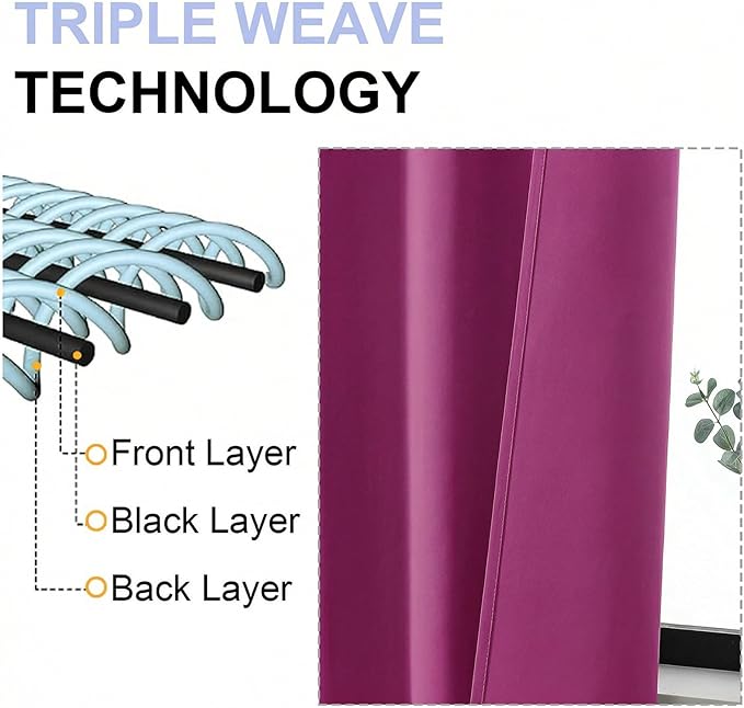 Simplebrand Ava Hot Pink Blackout Curtains for Bedroom 72 Inch Length 2 Panels Set, Privacy Thermal Insulated Rod Pocket Door Window Curtains for Patio French Door Front Door, W40 x L72 Inch