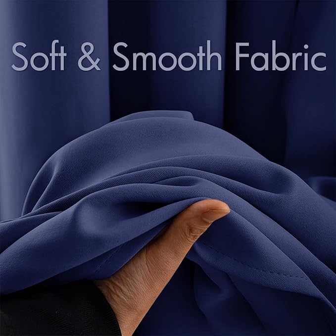 MIULEE Blackout Curtains for Bedroom Living Room Thermal Insulated Room Darkening Grommet Top Solid Light Blocking Drapery Set of 2 Window Panels 52 x 72 Inches Navy Blue