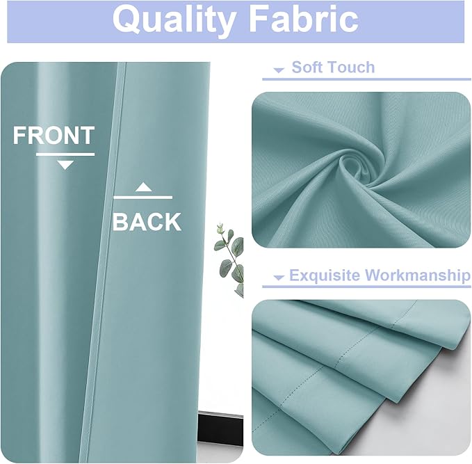 Simplebrand Aqua Blackout Curtains for Bedroom 96 Inches Long 2 Panels, Solid Thermal Insulated, Energy Saving Living Room Window Treatment Curtains Blackout Drapes, W50 x L96 Inch, Aqua