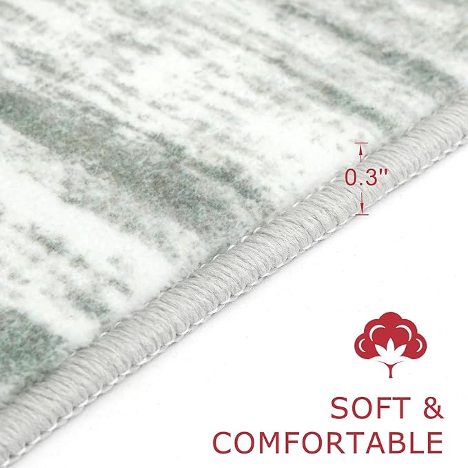 KOZYFLY Small Area Rug 2x3 Rug Entryway Rugs Modern Abstract Indoor Non-Slip Machine Washable Rug Grey Green, Dining Room Rug with Soft Low Pile for Living Room Bath Office Small Carpet Floor Mats
