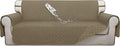 ISSUNTEX Double Protection 100% Waterproof Sofa Covers for Living Room, Couch Covers for 3 Cushion Couch Sofa, Reversible Furniture Protector Sofa Cover for Dogs (Oversized Sofa, Beige/Beige)
