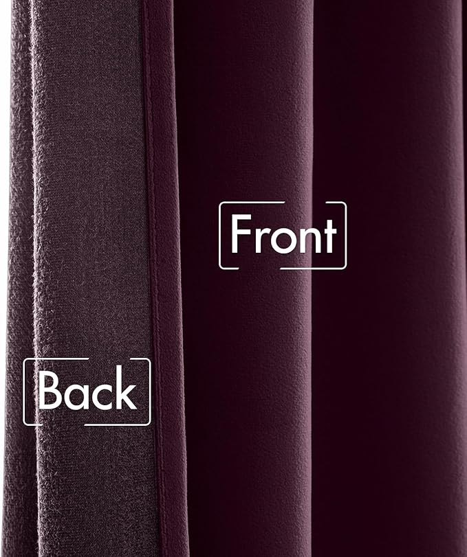 MIULEE Dark Purple Velvet Curtains 108 inches - Luxury Blackout Curtains for Bedroom Living Room Thermal Insulated Super Soft Window Drapes Rod Pocket & Back Tab, W52 x L108 inches, 2 Panels