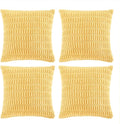 Fancy Homi 4 Packs Yellow Decorative Throw Pillow Covers 22x22 Inch for Living Room Couch Bed Sofa, Rustic Farmhouse Boho Home Decor, Soft Striped Corduroy Square Cushion Case 55x55 cm