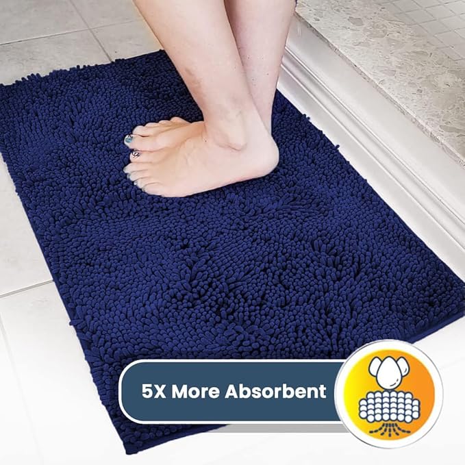 Muddy Mat® | Super Absorbent Door Mat Indoor, Microfiber Quick Dry Chenille Entryway Rug, Non-Slip Front Door Mat, Indoor Mats for Entryway, Machine Washable Pet Rug, Navy Blue 16"x24"