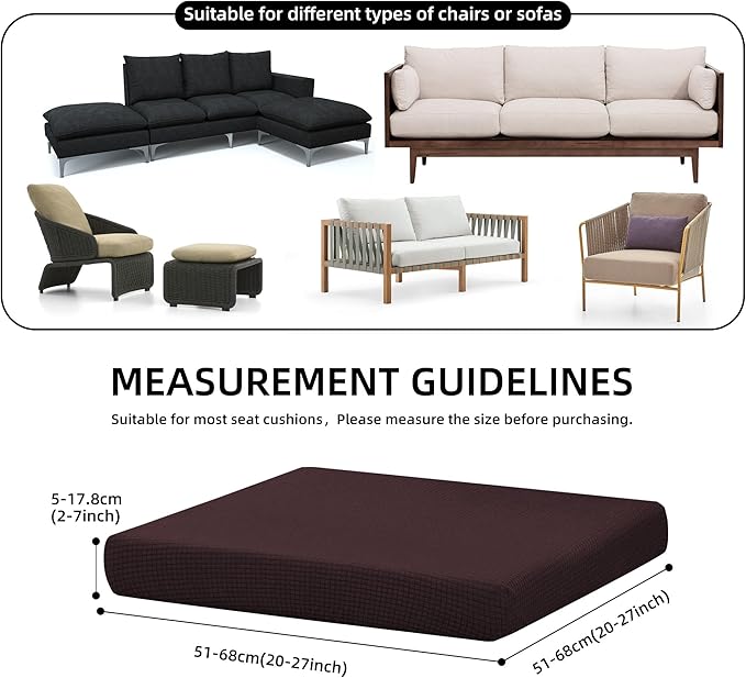 Outdoor Cushion Covers Set,8PCS Patio Furniture Couch Seat Slipcovers, Replacement for Sofa Sectional Chair(Cover，Only)