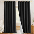 NICETOWN Black Out Linen Curtains, Complete Blackout Shades for Large Window Door, 100% Blackout Window Curtain Panels with White Lined, 62" Width Each Panel, 95" Length, 2 Pieces