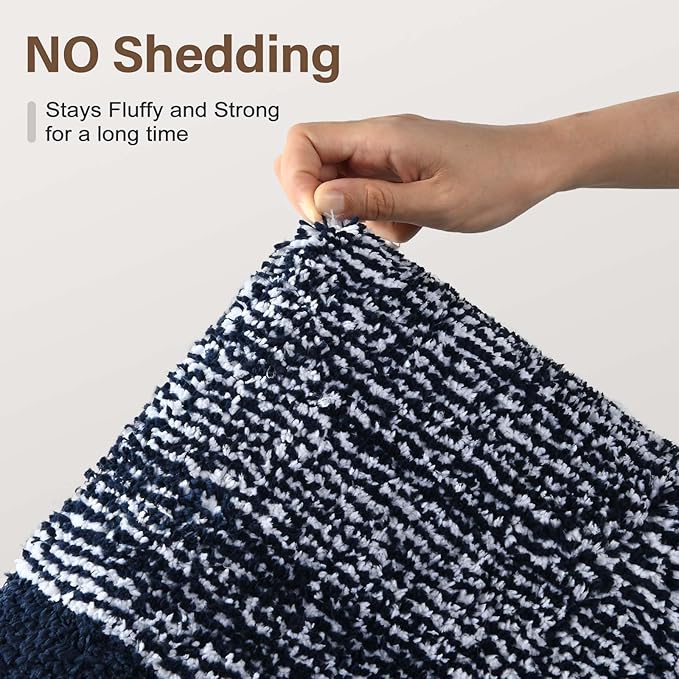 Bathroom Rugs 24x17 Non Slip Washable, Dark Blue Bath Mat for Bathroom Floor Tub, Soft Absorbent Quick Dry Mats for Shower, Bathtub,Home Decor