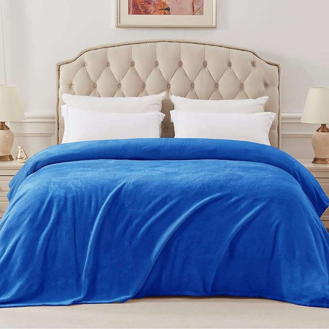 Exclusivo Mezcla Fleece Blanket Twin Size for Bed, Super Soft and Warm, All Season, Cozy, Plush, Lightweight, 60x80 Inches Cobalt Blue