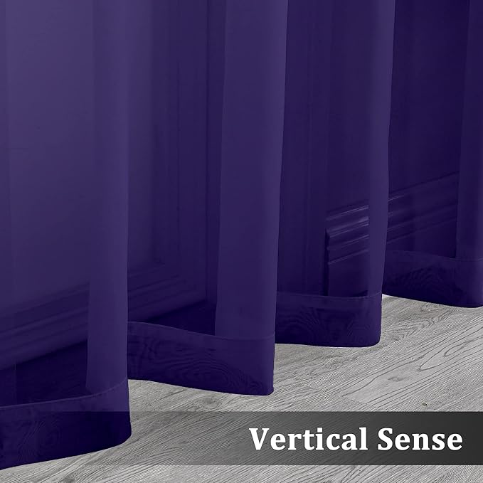 OVZME Purple Sheer Curtains 84 Inches Long 2 Panels, Light Filtering Window Sheer Curtain Panels for Bedroom Living Room, Dual Rod Pocket, Purple, Per Panel W42 X L84 inches