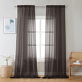 Chyhomenyc Sheer Chocolate Brown Curtains 90 inches Long 2 Panels, Light Filtering Soft Airy Solid Elegant Voile Window Treatment Drapes for Bedroom Living Room Wedding Party Decor, 42 Wx90 L Inches