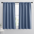 RYB HOME Blackout Curtains for Bedroom Living Room 63 inches Long, Thermal Insulated Privacy Rod Pocket Drapes for Nursery Office Home Theater, Width 34 by Length 63, Stone Blue, 2 Panels