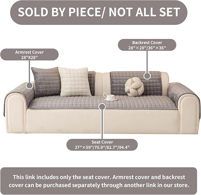 Velvet Couch Covers for Dogs, Dog Sectional Couch Covers, Pet Couchs Cover for 2-3 Seater, Couchs Protector for Dogs, Sectional Sofa Cover for Pet Washable(1PC,Dark Grey,27.6"×70.9")