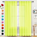 SpaceDresser Basic Rod Pocket Sheer Voile Window Curtain Panels Chartreuse 1 Pair 2 Panels 52 Width 72 Inch Long for Kitchen Bedroom Children Living Room Yard（Chartreuse, 52W x 72L）