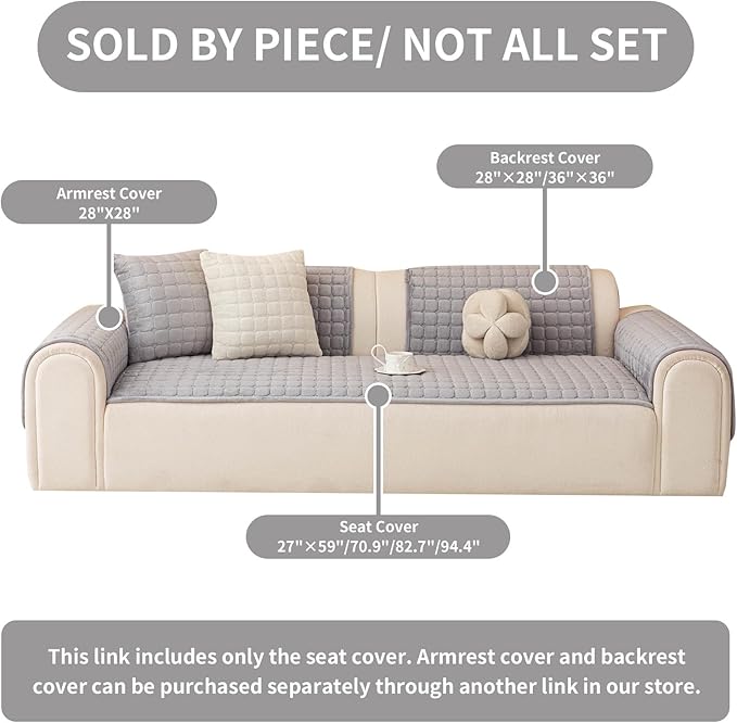 Velvet Couch Covers for Dogs, Dog Sectional Couch Covers, Pet Couchs Cover for Loveseat, Couchs Protector for Dogs, Sectional Sofa Cover for Pet Washable(1PC,Light Grey,27.6"×59")
