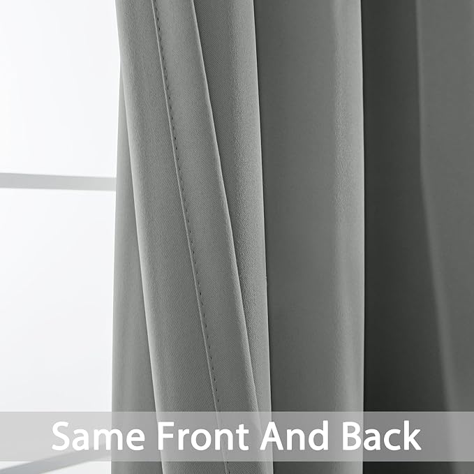 Yakamok Dove Grey Room Darking 84 Inch Length 2 Panel Sets for Livingroom Dining Room Darkening Thermal Insulated Bay Window Hotel Modern Elegant Black Out Sunblock Curtins/Bedroom,62 x 84 Inches