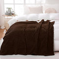 Puncuntex Brown Throw Blanket 90"×90" inches Fuzzy 3D Jacquard Decorative Flannel Fleece Super Soft Plush Cozy Blanket for Couch Sofa Chair Lightweight