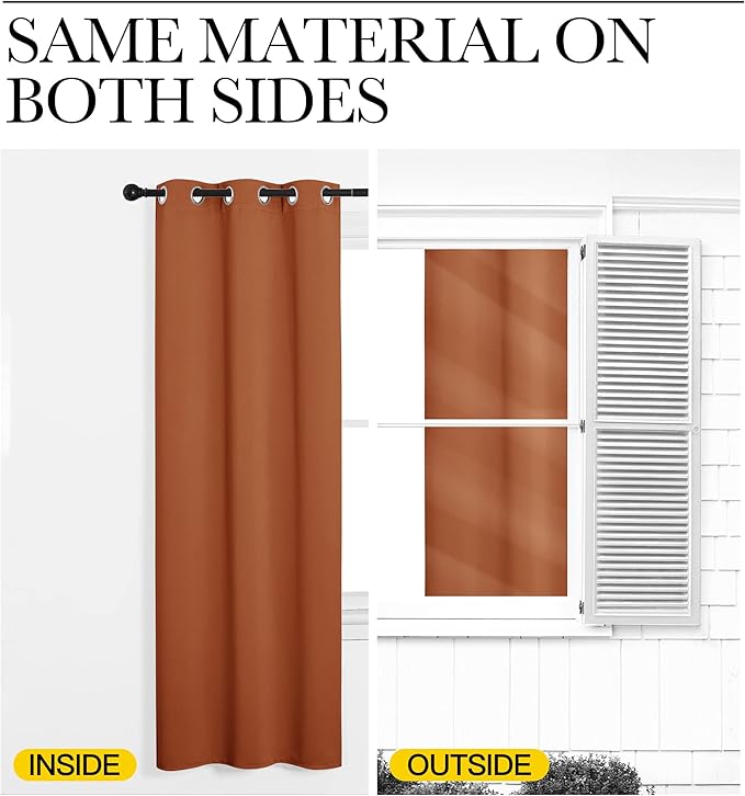 NICETOWN Blackout Curtain Panels for Girls Room, Nursery Essential Thermal Insulated Solid Grommet Top Blackout Drapes (Burnt Orange, 1 Pair, 34 x 72 inches)