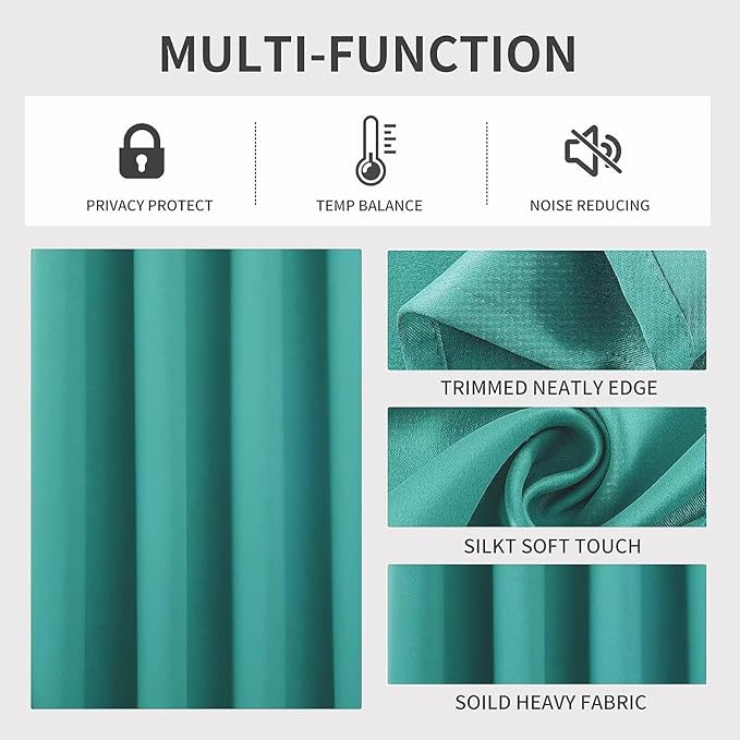 Joydeco Blackout Curtains 120 inches Long 2 Panels Set, Thermal Insulated Long Curtains & Drapes 2 Burg, Room Darkening Grommet Drapes for Bedroom Living Room Windows (W52 x L120 Inch, Peacock Blue)