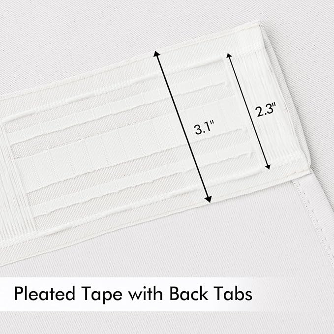 MIULEE Pure White Back Tab Blackout Curtains 102 Inch Long 2 Panels Set for Bedroom, Rod Pocket/Pinch Pleated Thermal Insulated Living Room Darkening Light Blocking Floor to Ceiling Drapes