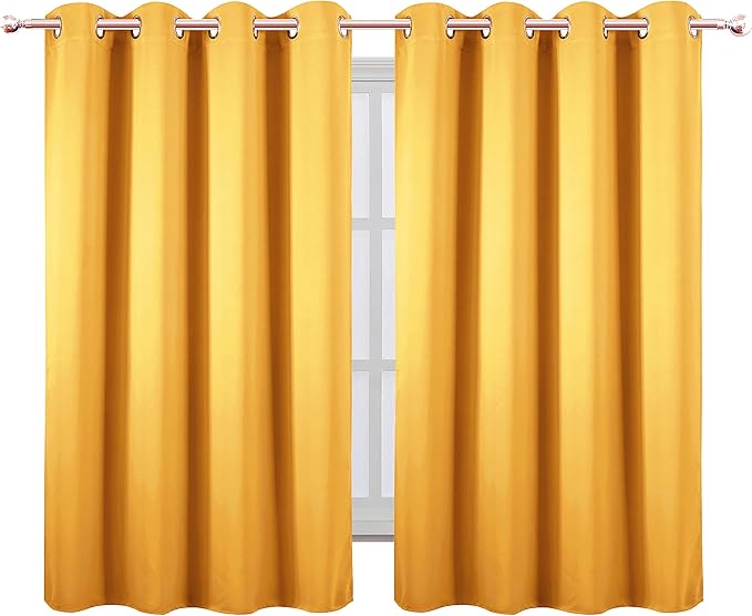 LEMOMO Yellow Thermal Blackout Curtains/52 x 54 Inch/Set of 2 Panels Room Darkening Curtains for Bedroom
