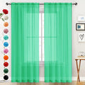 SpaceDresser Basic Rod Pocket Sheer Voile Window Curtain Panels Grass Green 1 Pair 2 Panels 52 Width 72 Inch Long for Kitchen Bedroom Children Living Room Yard（Grass Green, 52W x 72L）