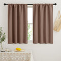 RYB HOME Short Blackout Curtains for Bedroom, Room Darkening Insulated Summer Heat Light UV Blocking Energy Saving Drapes for Nursery, Width 34 by Length 48, Mocha, Set of 2