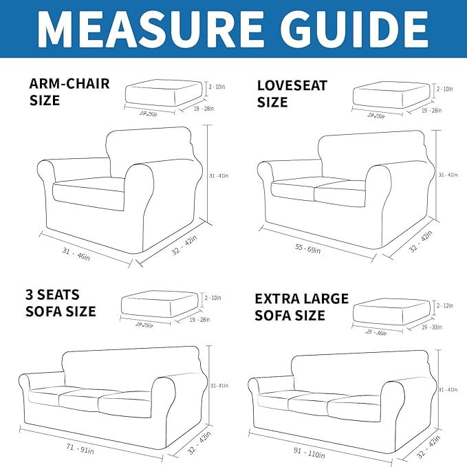 XINEAGE 2026 New 2 Pieces Chair Covers with Arms Super Stretch Chair Slipcover for Living Room Pet Dog Universal Slip Cover Anti Slip Armchair Furniture Protector (Beige), 31"-46"(1 Cushion)